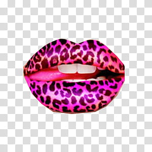 Vintage, pink and brown leopard print lips art transparent background PNG clipart