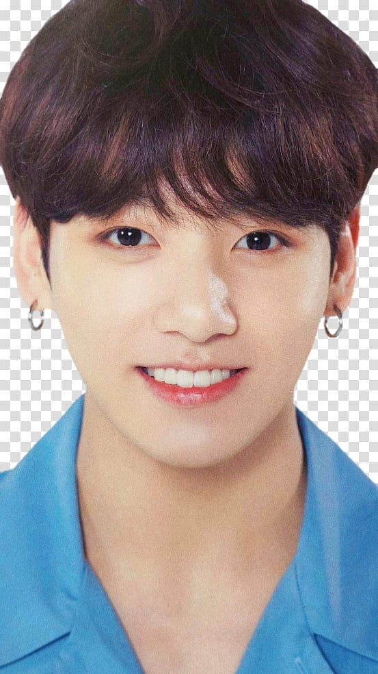 Jeon Jungkook , smiling man wearing blue collared shirt transparent background PNG clipart