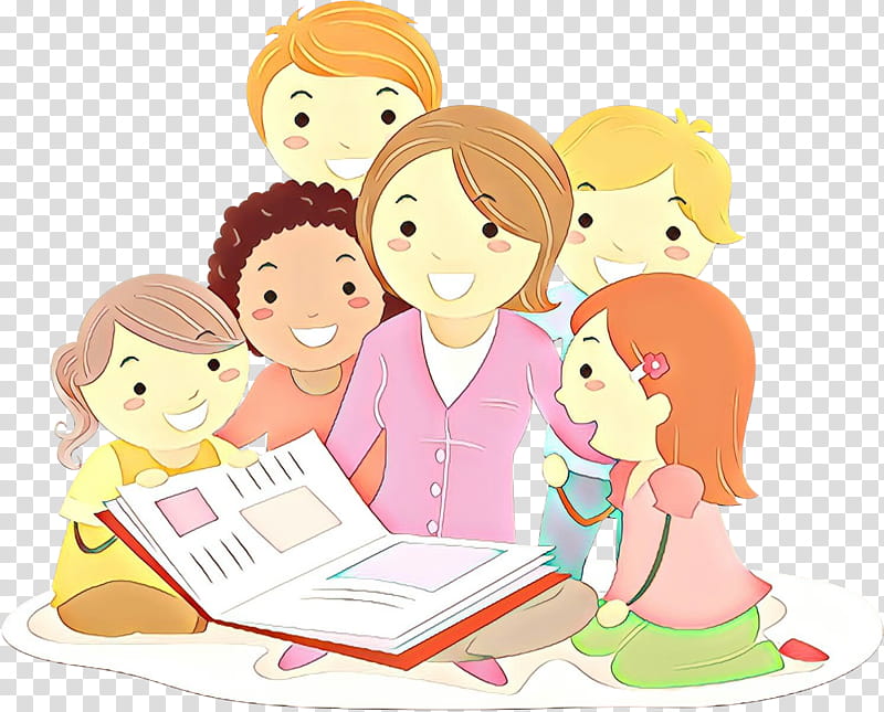 Child, Line, Human, Behavior, Cartoon, Sharing, Learning, Reading ...