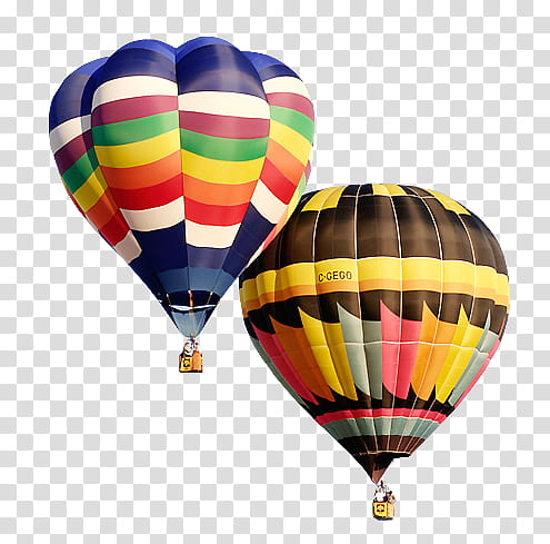 Up up and away, two assorted-color air balloons illustrations transparent background PNG clipart