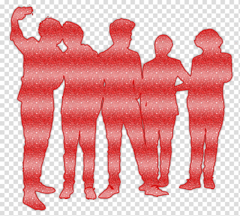 One Direction Glitter Shadow, four people red silhouette transparent background PNG clipart