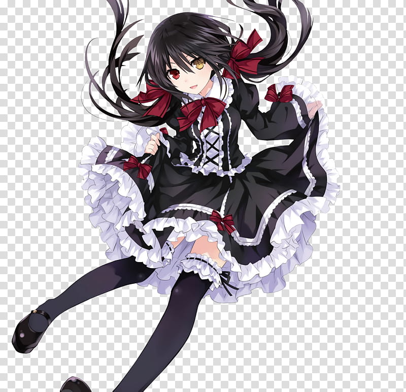 Date A Live Tokisaki Kurumi Ver, girl anime character wearing black and white dress illustration transparent background PNG clipart