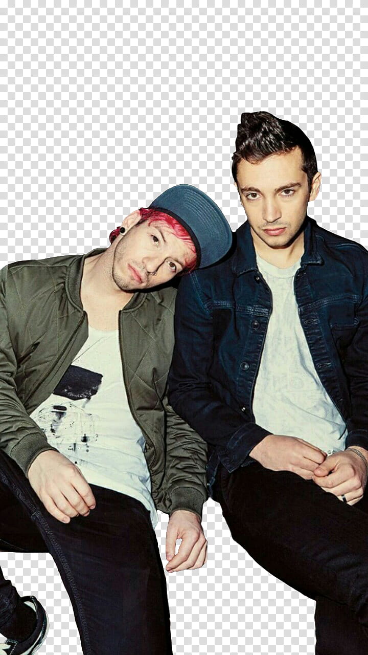 Twenty One Pilots, two men sitting side transparent background PNG clipart