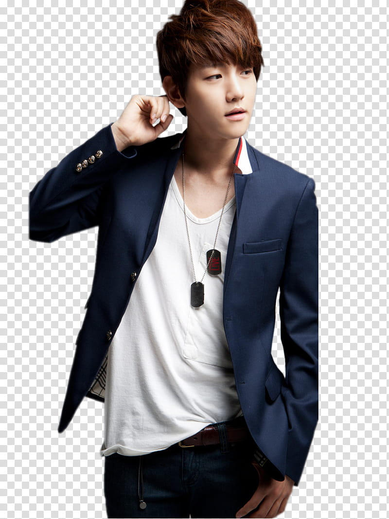 EXO Baekhyun, man in blue suit jacket transparent background PNG clipart