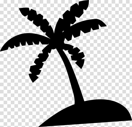 Coconut Tree Drawing, Palm Trees, Silhouette, Fruit Tree, Livistona Chinensis, Leaf, Blackandwhite, Plant transparent background PNG clipart