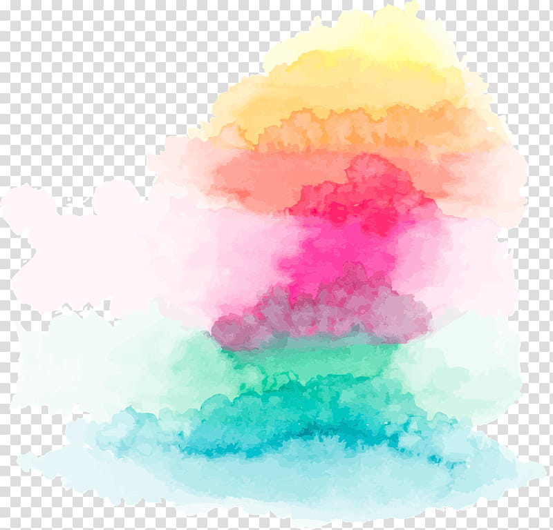 Cloud Drawing, Watercolor Painting, Yellow, Blue, Text, Turquoise, Pink, Sky transparent background PNG clipart