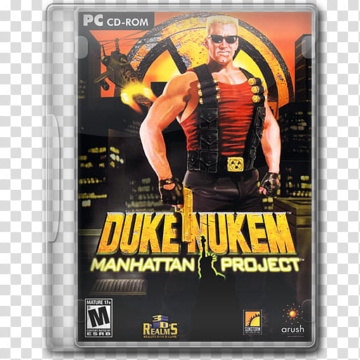 Game Icons , Duke-Nukem-Manhattan-Project, Duke Nukem PC CD ROM case transparent background PNG clipart