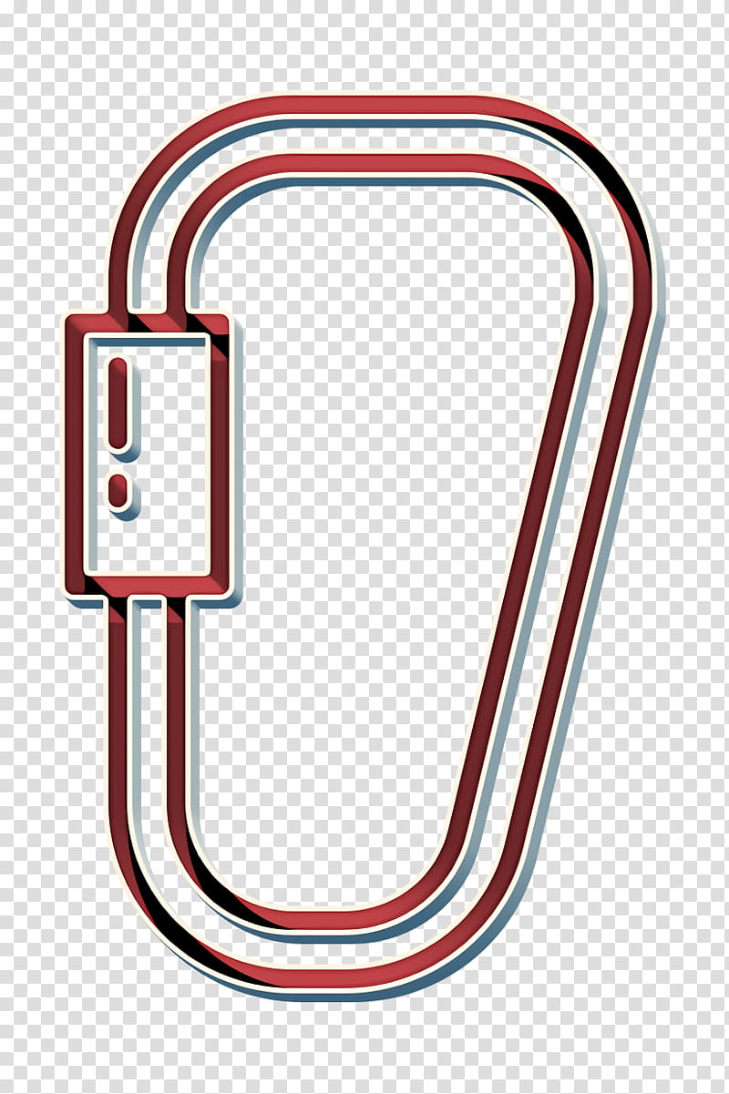 Carabiner icon Camping Outdoor icon Sports and competition icon, Line transparent background PNG clipart