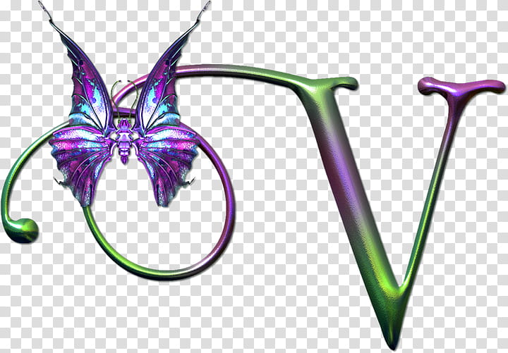 Letras, purple and green letter V transparent background PNG clipart