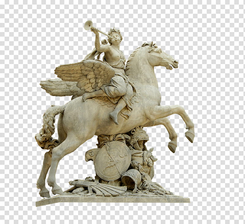 Pegasus , angel riding horse statue transparent background PNG clipart