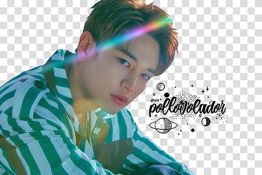 SHINee star, man wearing green and white striped collared sport shirt transparent background PNG clipart