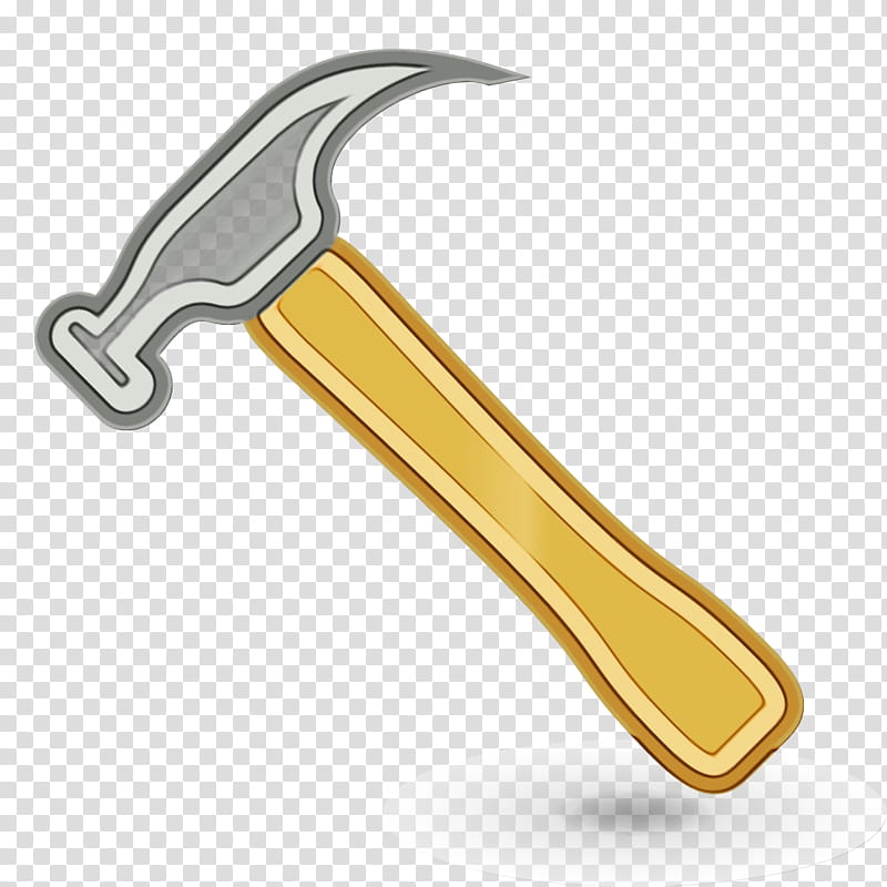 Hammer, Watercolor, Paint, Wet Ink, Yellow, Claw Hammer, Tool transparent background PNG clipart