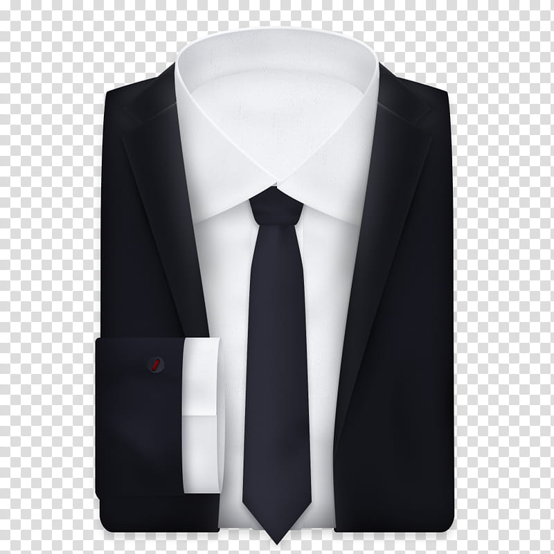 Executive, white dress shirt with black necktie and black peaked lapel suit jacket transparent background PNG clipart