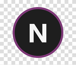 Circular Icon Set, OneNote, purple and black N icon transparent ...