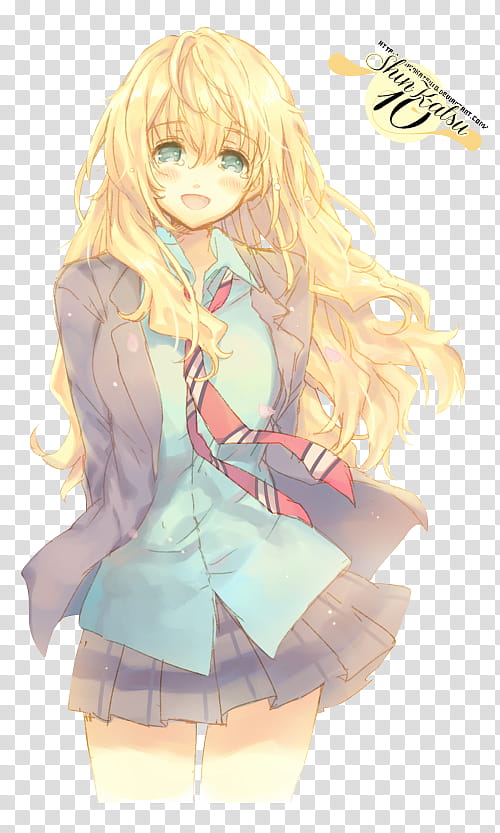 [Render ] Miyazono Kaori, blonde-haired girl anime character illustration transparent background PNG clipart
