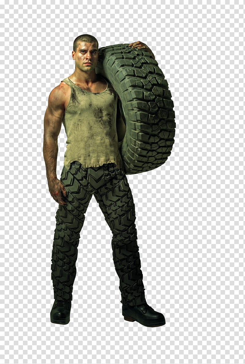 man carrying a mud-terrain tire transparent background PNG clipart