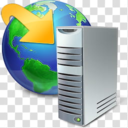 Vista RTM WOW Icon , Server Network, earth with computer tower icon transparent background PNG clipart