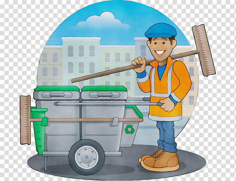 Cartoon Street, Watercolor, Paint, Wet Ink, Street Sweeper, Vacuum Cleaner, Cleaning, Waste Collector transparent background PNG clipart