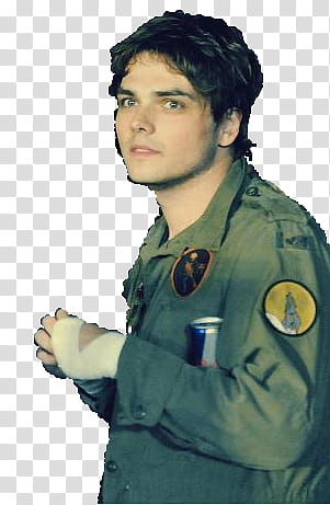 Gerard Way, man wearing green jacket transparent background PNG clipart