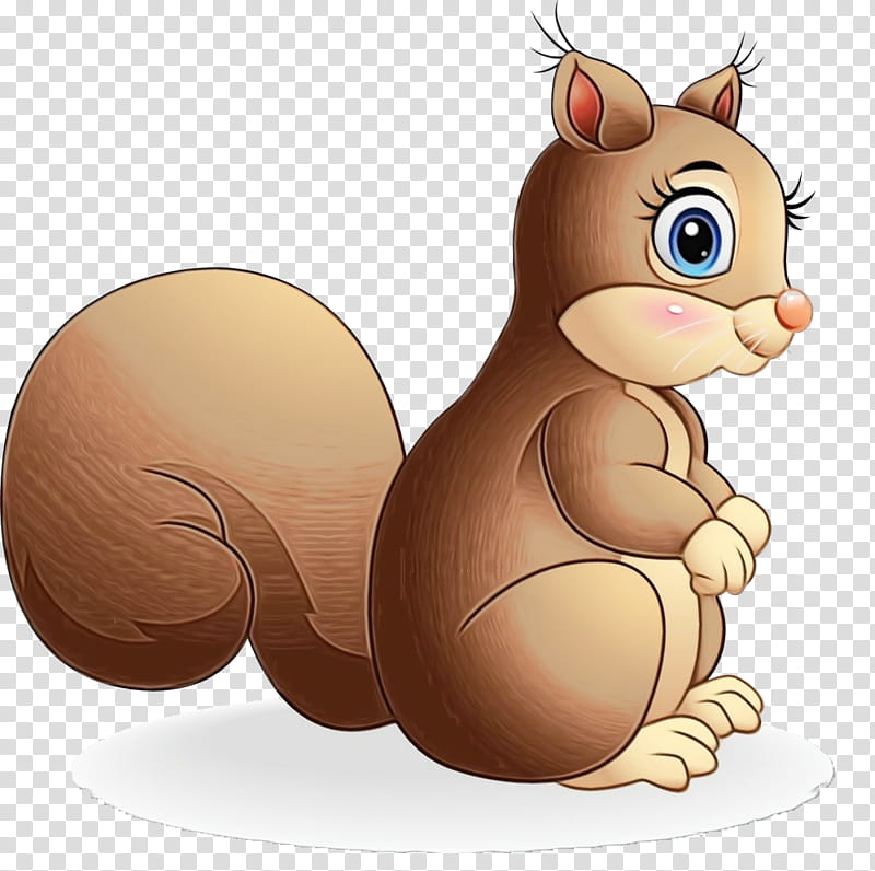 squirrel cartoon eurasian red squirrel tail animation, Watercolor, Paint, Wet Ink, Animal Figure transparent background PNG clipart