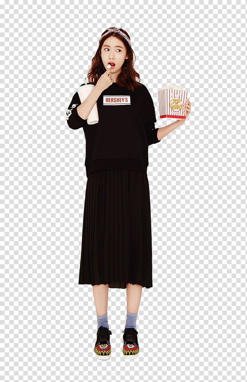 SNSD Yoona H Connect, woman holding popcorn bucket transparent background PNG clipart