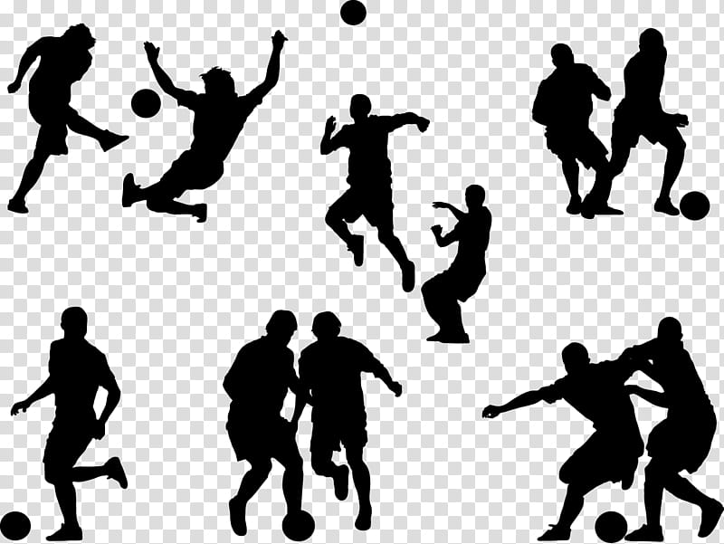 Football players silhouette, silhouette of assorted sports illustration transparent background PNG clipart