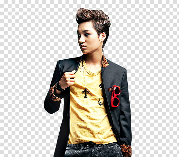 EXO K Kai, man in black jacket transparent background PNG clipart