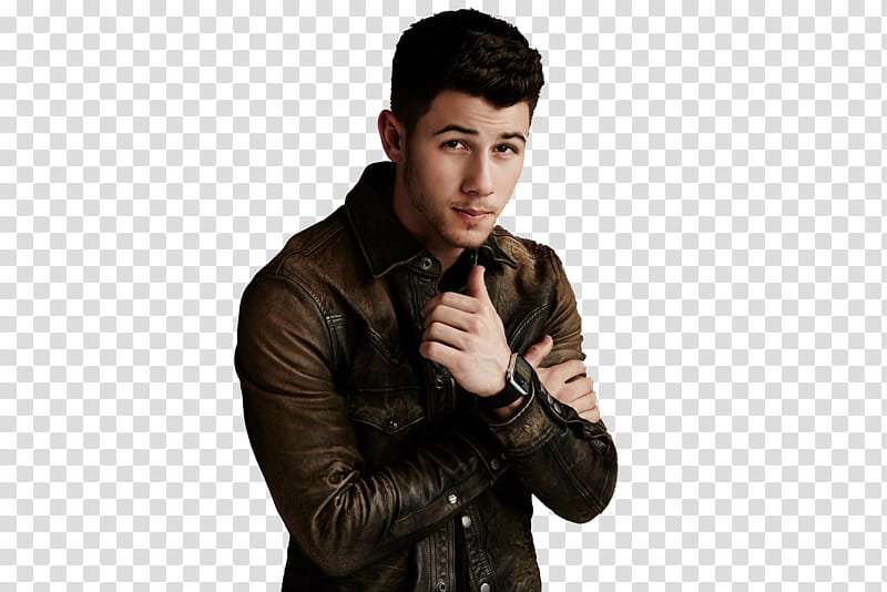 Nick Jonas , man in brown jacket making face transparent background PNG clipart