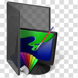 Black Vista, black computer monitor with paint brush icon transparent background PNG clipart