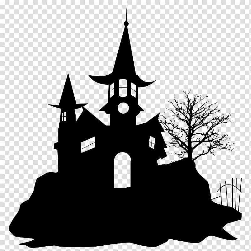 Christmas Black And White, Silhouette, Halloween , Haunted House, Ghost, Haunted Attraction, Black And White
, Tree transparent background PNG clipart