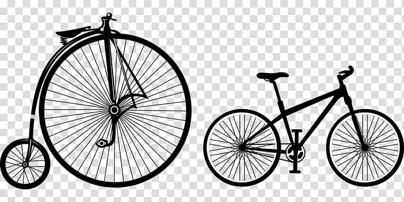 Black And White Frame, Bicycle, Pennyfarthing, Bicycle Wheels, BMX Bike, Twowheeler, Cycling, Mountain Bike transparent background PNG clipart