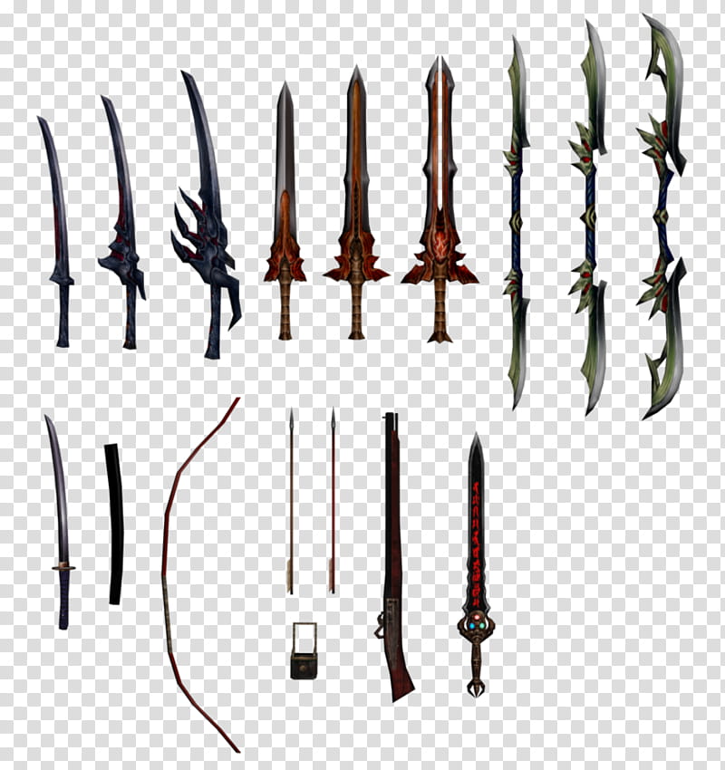 Onimusha Warlords Weapons, assorted-color weapon lot transparent background PNG clipart
