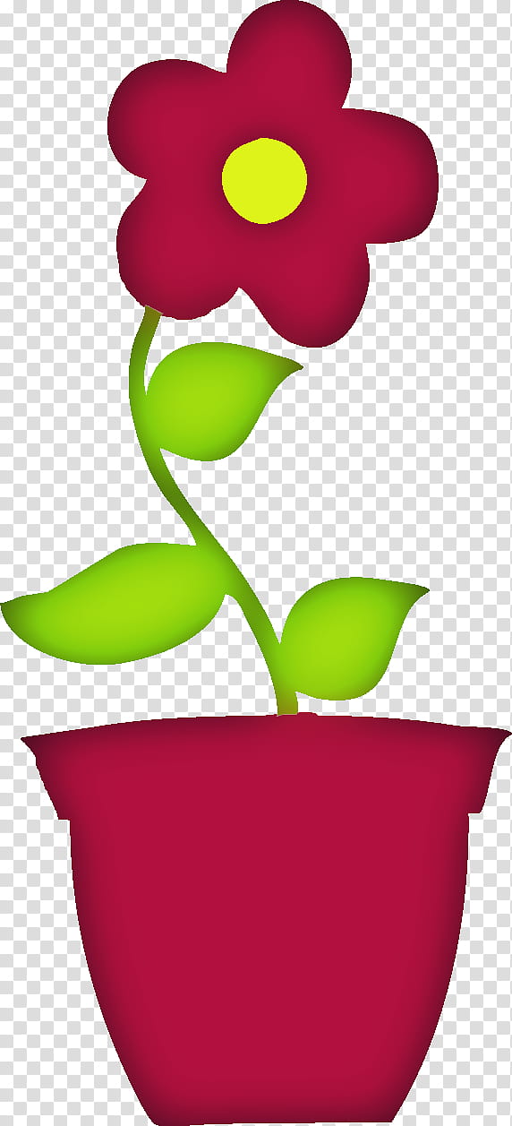 Flowers, drawing of a red flower on a red pot transparent background PNG clipart