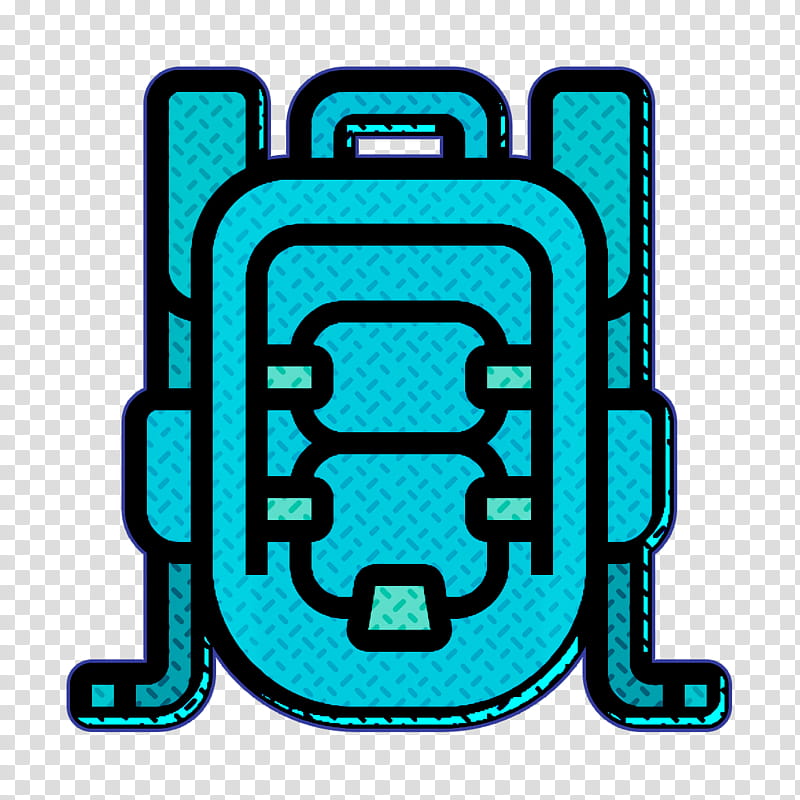 Backpack icon Bag icon Workday icon, Turquoise, Line transparent background PNG clipart