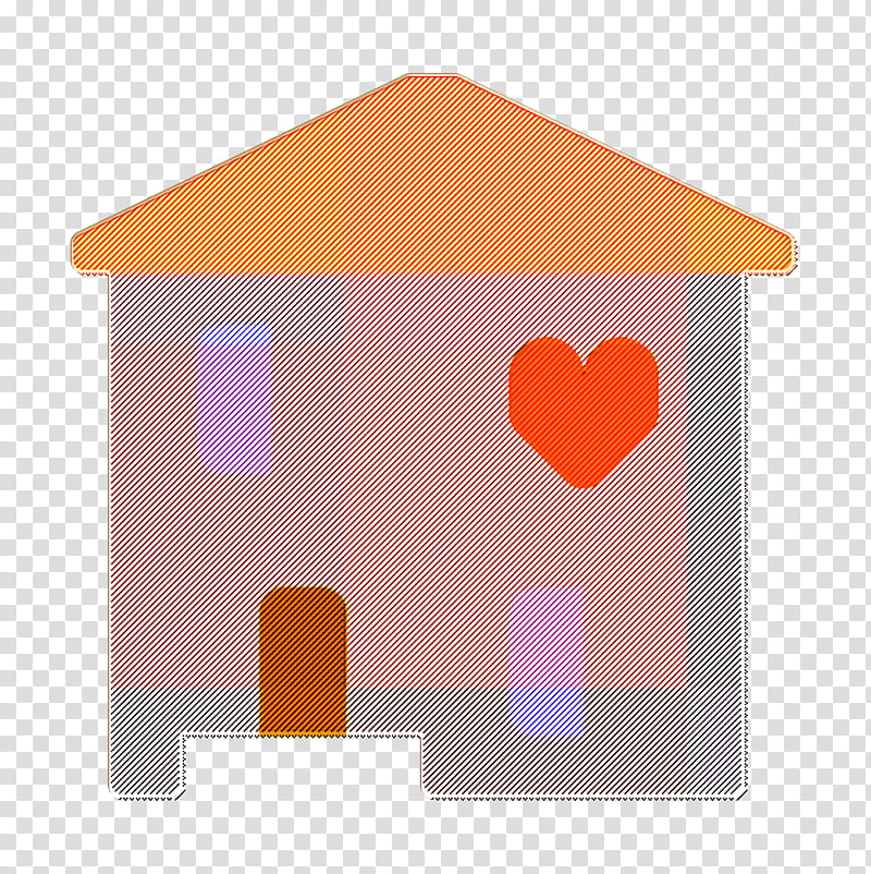 Love icon Home icon Wedding icon, Orange, Pink, Material Property, Table, House, Roof, Heart transparent background PNG clipart