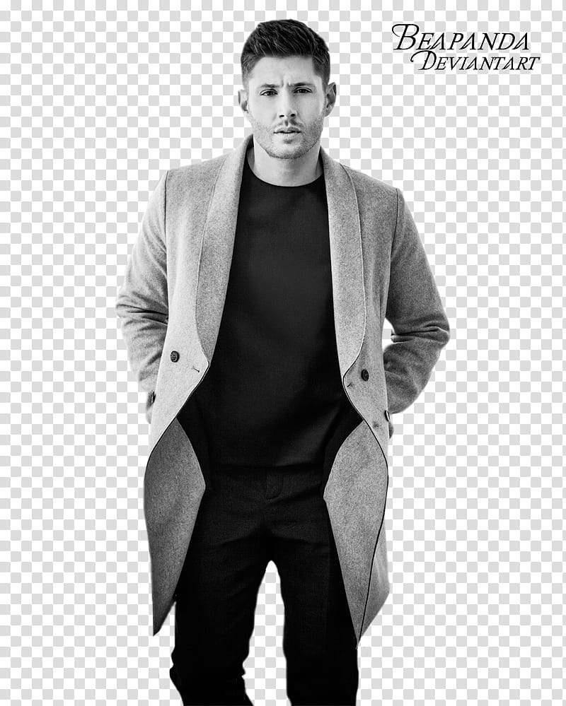 Jensen Ackles, man in gray long coat transparent background PNG clipart