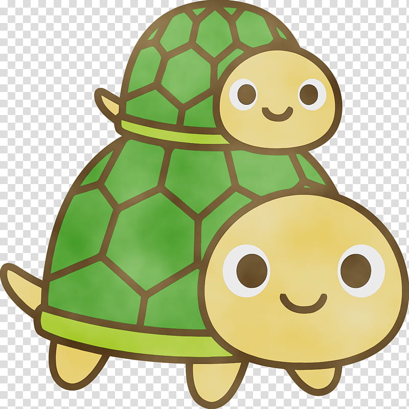 green tortoise turtle yellow, Cute Turtle, Cartoon Turtle, Watercolor, Paint, Wet Ink, Sea Turtle, Smile transparent background PNG clipart