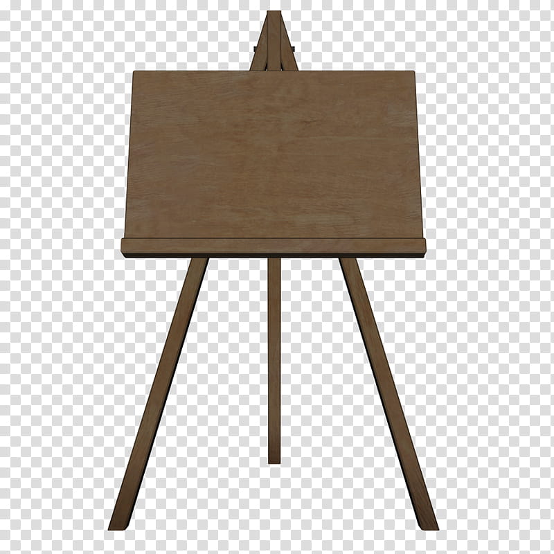Easel, brown wooden easel board facing front view transparent background PNG clipart