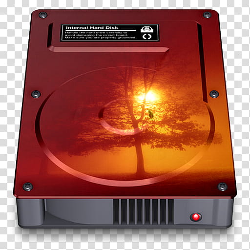 HDD icons for MacIntosh, red Internal HDD transparent background PNG clipart