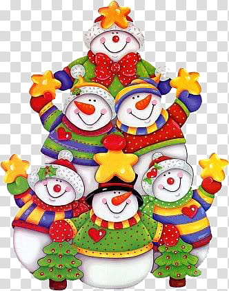 Navidad, snowmen forming pyramid illustration transparent background PNG clipart