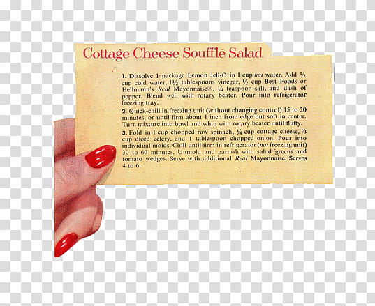 vintage food s, cottage cheese shouffle salad paper transparent background PNG clipart