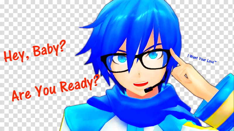 MMD Kaito Glasses, anime character transparent background PNG clipart