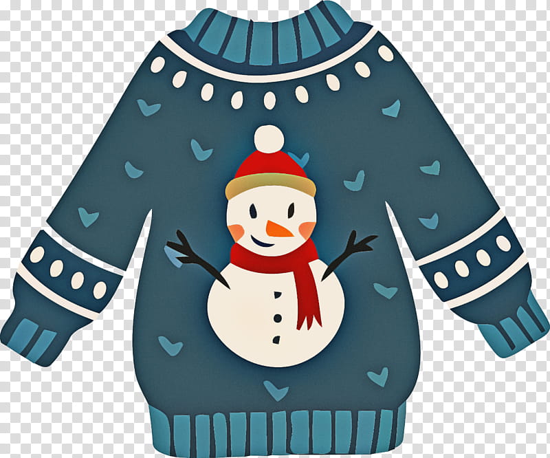 Christmas Sweater, Cartoon Sweater, Sweater , Sleeve, Outerwear, Snowman, T...