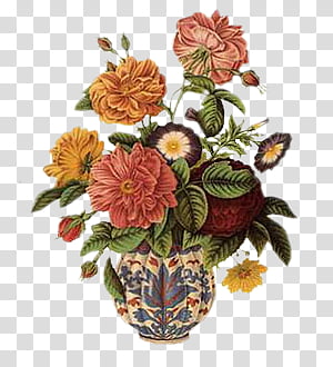 Vintage flower , assorted-color flowers in vase illustration transparent background PNG clipart thumbnail