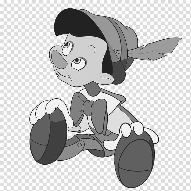 Black and White Pinocchio Trace transparent background PNG clipart