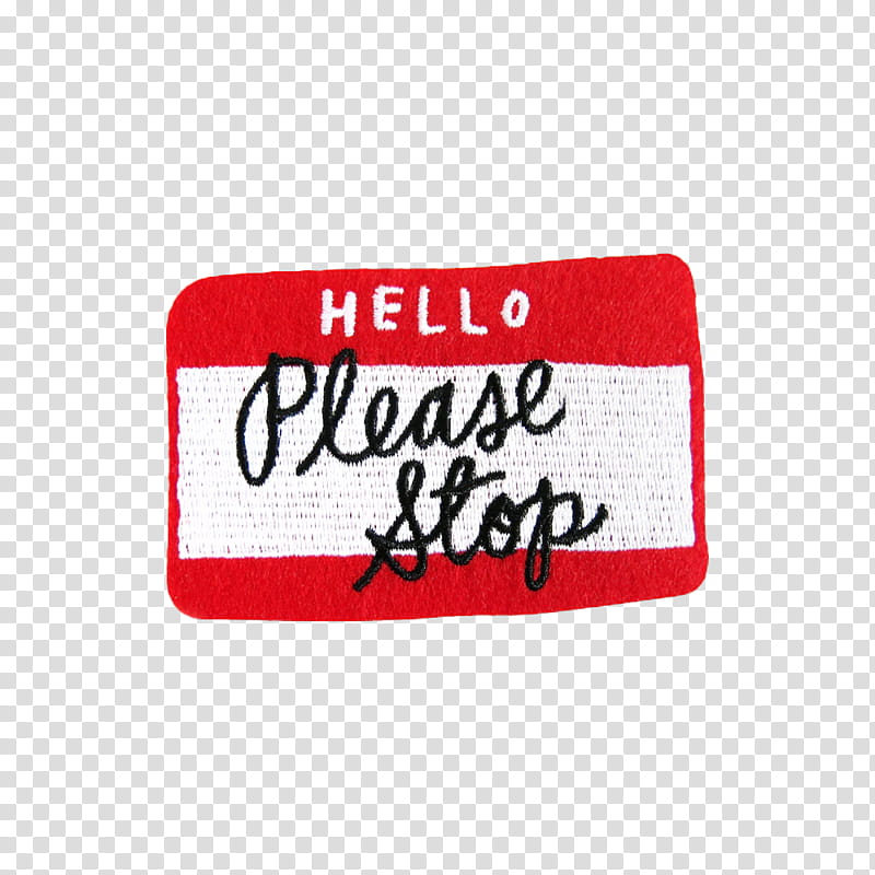 Embroidered Patches, red and white Hello Please stop sign transparent background PNG clipart