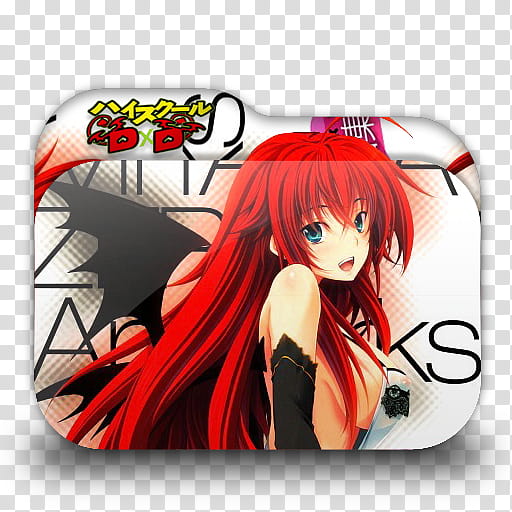 Highschool Dxd Anime Folder Icon, red-haired female anime character with wings transparent background PNG clipart