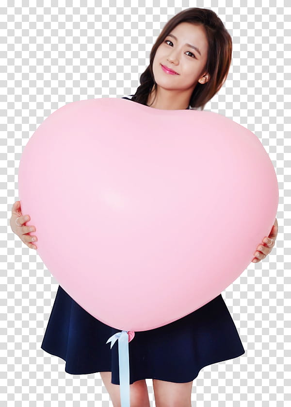 BLACKPINK PRE DEBUT, woman holding large pink heart balloon transparent background PNG clipart