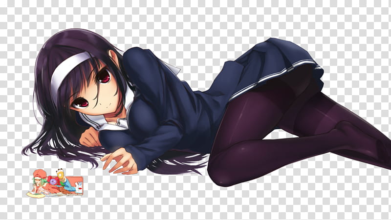 Utaha Kasumigaoka (Saekano), Render, girl laying on ground anime poster transparent background PNG clipart