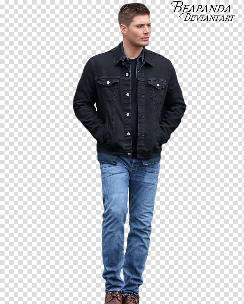 Jensen Ackles, man walking while his hands in pouch transparent background PNG clipart